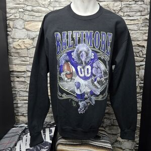 Jerzees Baltimore Graphic Black Crewneck Sweater